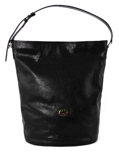 Shop Gucci Leather Hobo Shoulder Bag In Black