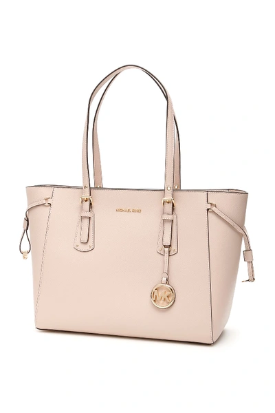 Shop Michael Kors Voyager Leather Tote Bag In Soft Pink
