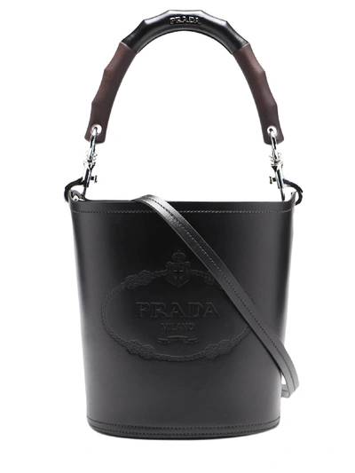 Shop Prada Bucket Bag Leather In Nero