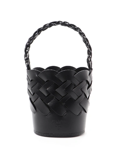 Shop Prada Bucket Bag Leather In Nero