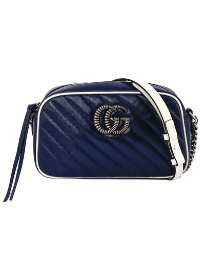 Shop Gucci Gg Marmont Blue Shoulder Bag
