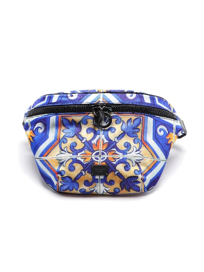 Shop Dolce & Gabbana Belt Bag Maiolica Print In My Maioliche F.do Blu