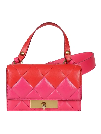 Shop Alexander Mcqueen Skull Lock Small Quilted Shoulder Bag In New Red+orchid Pink