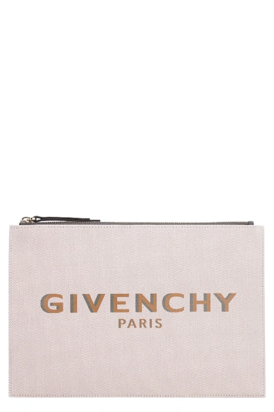 Shop Givenchy Bond Canvas Clutch In Beige