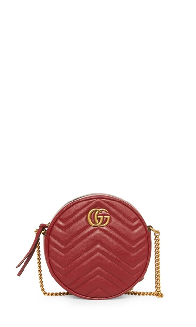 Shop Gucci Gg Marmont Round Bag In Red