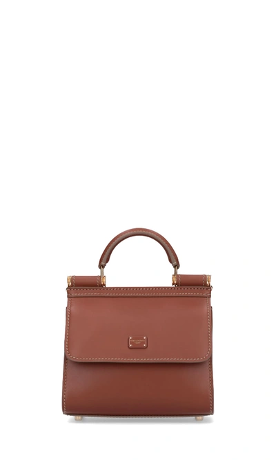 Shop Dolce & Gabbana Sicily Mini Bag In Brown