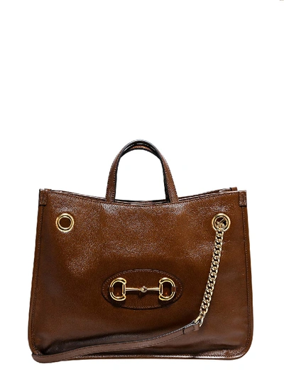 Shop Gucci 1955 Horsebit Shoulder Bag In Brown Sugar