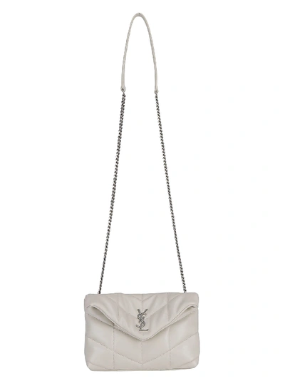 Shop Saint Laurent Mini Puffy Bag In Crema