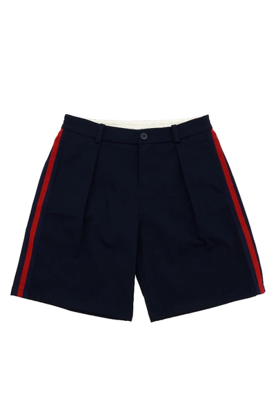Shop Gucci Bermuda With Side Bands In Urban Blue