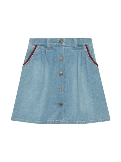Shop Gucci Denim Skirt In Light Blue