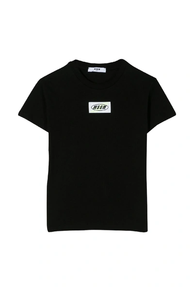 Shop Msgm Kids T-shirt With Application In Nero