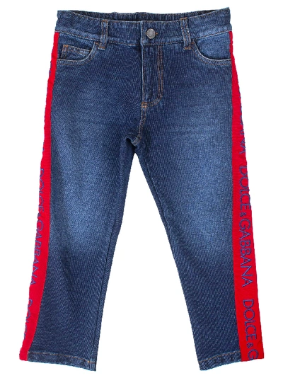 Shop Dolce & Gabbana Baby Jeans With Side Bands In Multicolor