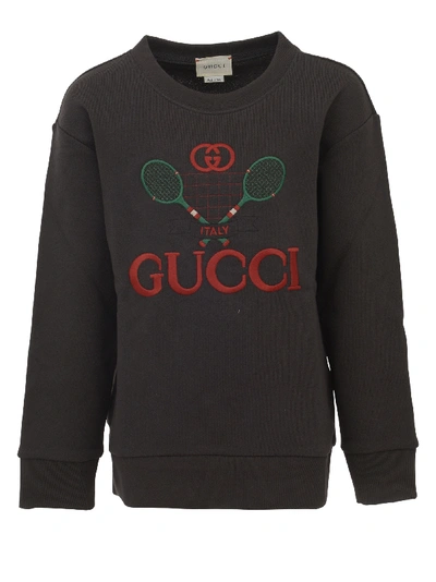 Shop Gucci Junior Sweatshirt In Dusty Dk Grey