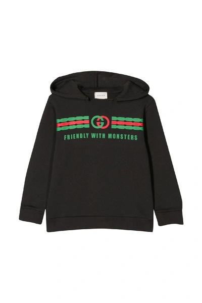 Shop Gucci Kids Gg Sweatshirt With Print In Dusty Dk Grey