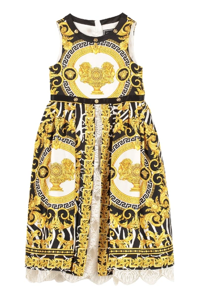 Shop Young Versace Printed Twill Dress In Multicolor