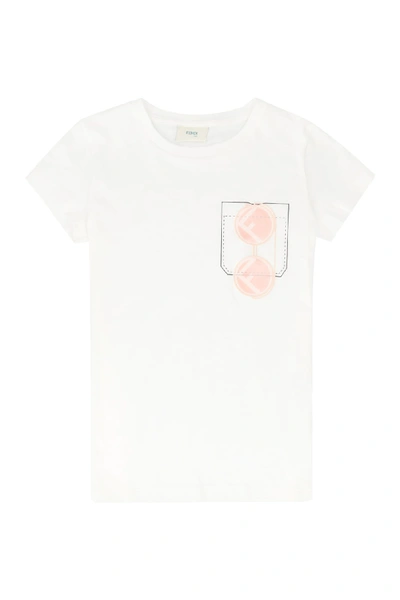 Shop Fendi Crew-neck Cotton T-shirt In White