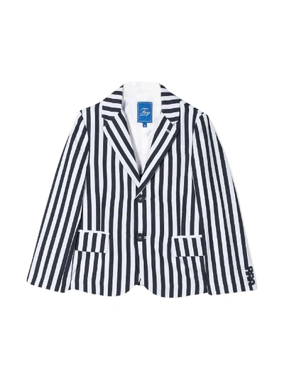 Shop Fay White Blazer With Blue Stripes In Bianco/blu