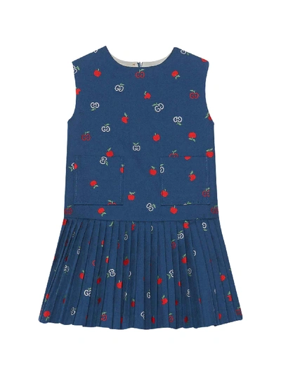 Shop Gucci Blue Girl Dress In Blu/rosso