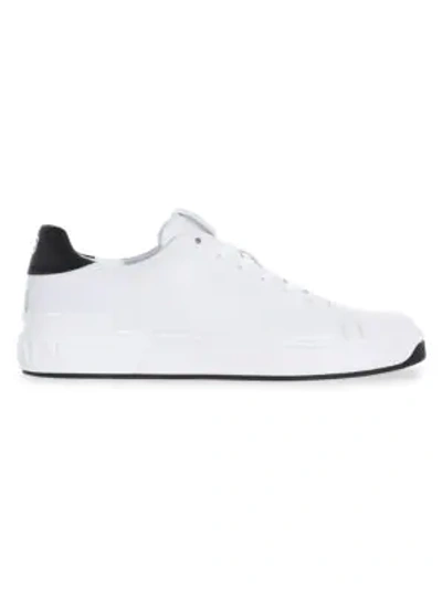 Shop Balmain Men's B Court Low-top Leather Sneakers In White