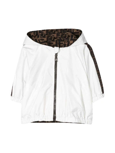 Shop Fendi White Jacket With Ff Press In Bianco