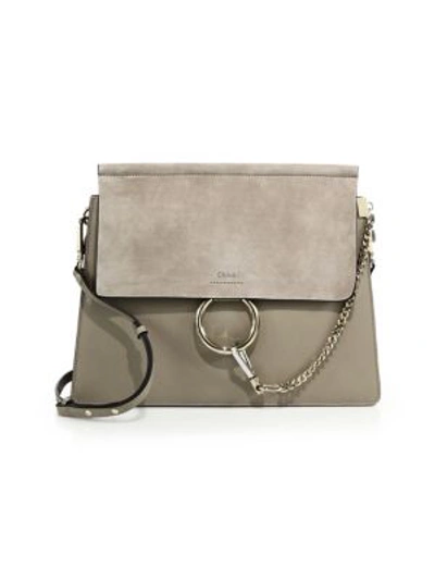 Shop Chloé Women's Medium Faye Leather & Suede Shoulder Bag In Motty Grey