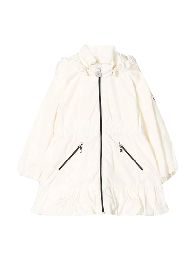 Shop Moncler White Parka With Ruffles In 034