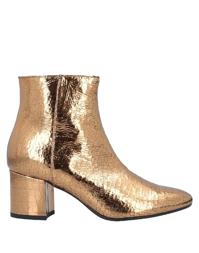 Shop Liu •jo Woman Ankle Boots Bronze Size 8 Soft Leather In Yellow