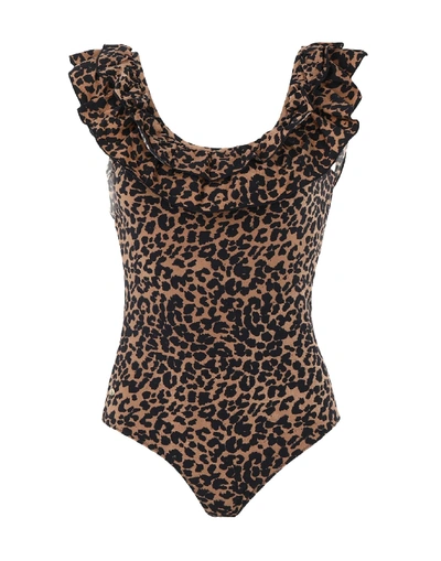 Shop Love Stories One-piece Swimsuits In Brown