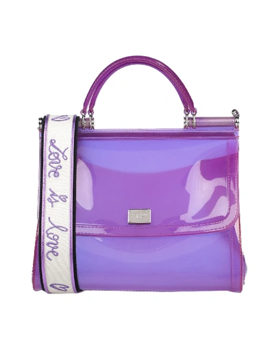 Shop Dolce & Gabbana Woman Handbag Purple Size - Pvc - Polyvinyl Chloride, Cotton, Calfskin, Lambskin