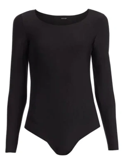 Shop Commando Women's Butter Long-sleeve Bodysuit In Black Black