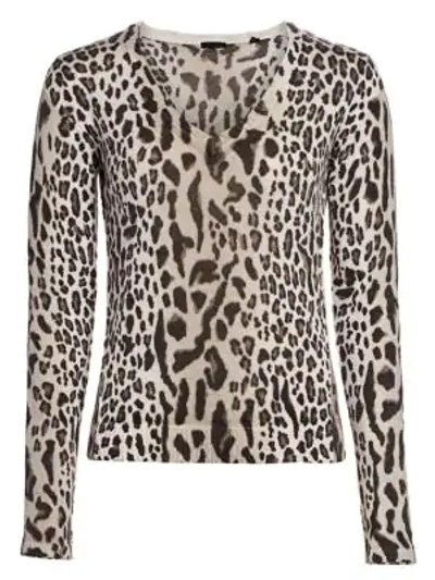 Shop Atm Anthony Thomas Melillo Cotton-blend Mixed-leopard Sweater In Silver Pavement