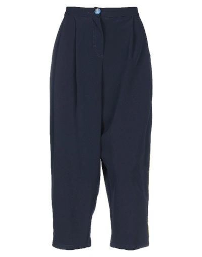 Shop Nunzia Corinna Cropped Pants & Culottes In Dark Blue
