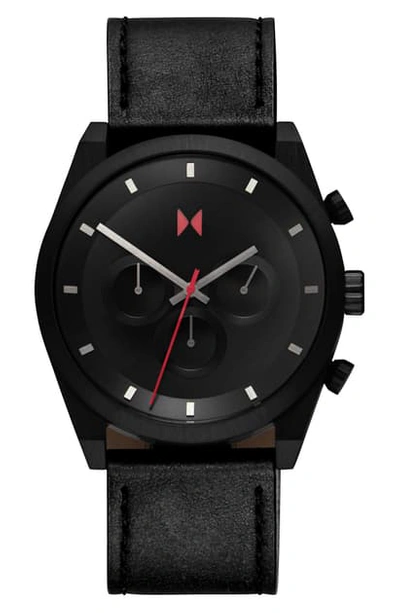Shop Mvmt Element Chronograph Leather Strap Watch, 44mm In Black