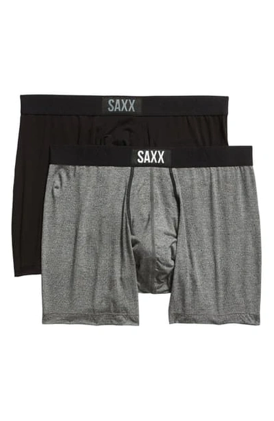 Shop Saxx Assorted 2-pack Vibe Performance Boxer Briefs In Black/ Grey