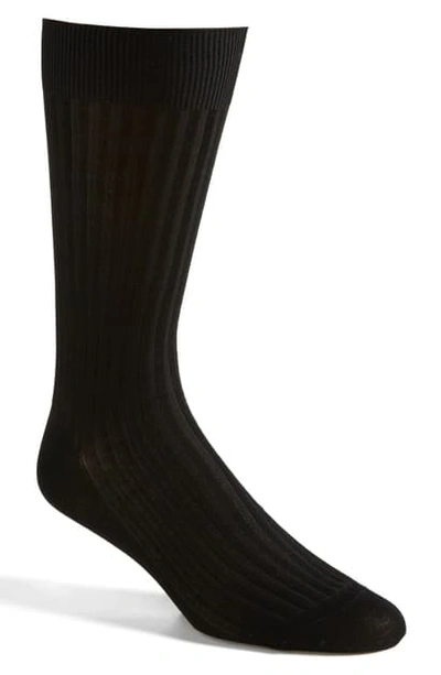Shop Pantherella Cotton Blend Mid Calf Dress Socks In Black 08