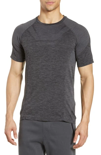 Shop Alo Yoga Amplify Seamless Technical T-shirt In Black Heather