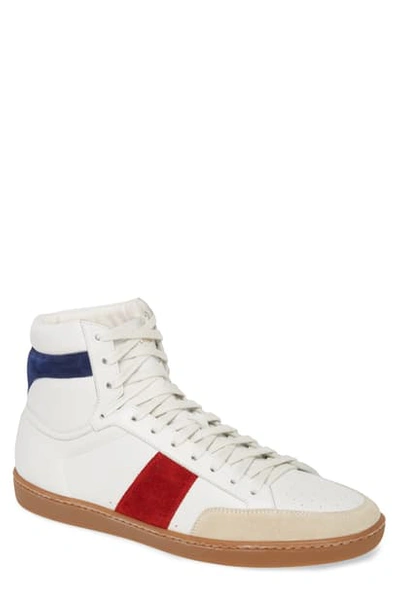 Shop Saint Laurent Sl/10h Signature Court Classic High Top Sneaker In White / Multicolor