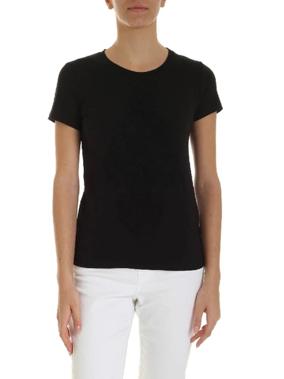 Shop Dondup Tone-on-tone Embroidery T-shirt In Black