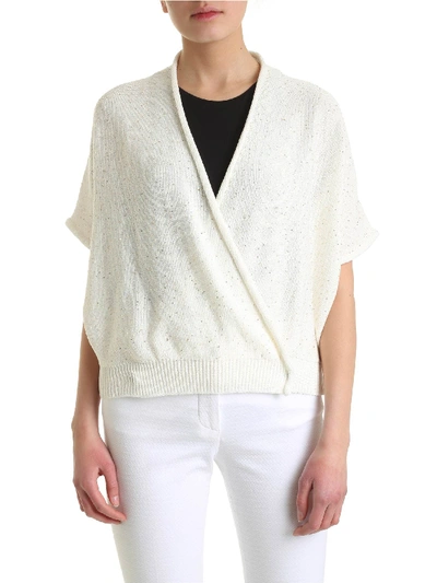 Shop Peserico Micro Sequins Cardigan In White