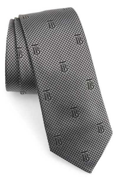 Shop Burberry Manston Monogram Silk Tie In Pearl Grey