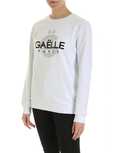 Shop Gaelle Paris Maxi Logo Print Sweatshirt In White