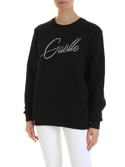Shop Gaelle Paris Rhinestones Signature Logo Sweatshirt In Black