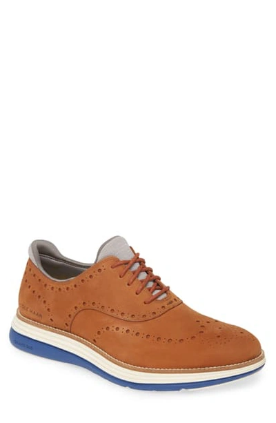 Shop Cole Haan Original Grand Ultra Wingtip In Gray Leather/ Cloud/ White
