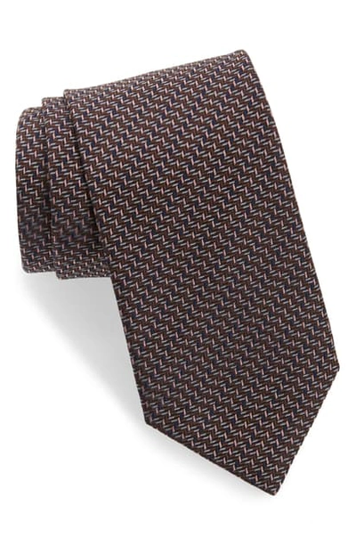 Shop Brioni Geometric Silk Tie In Brown/ Olde Rose