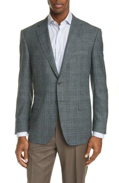 Shop Canali Classic Fit Check Wool Blend Sport Coat In Green
