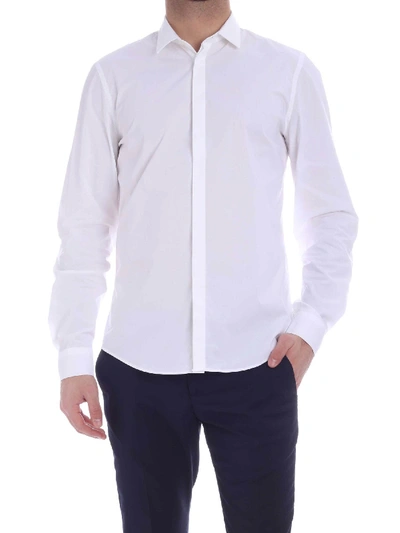 Shop Dondup Shirt In White With Hidden Buttons