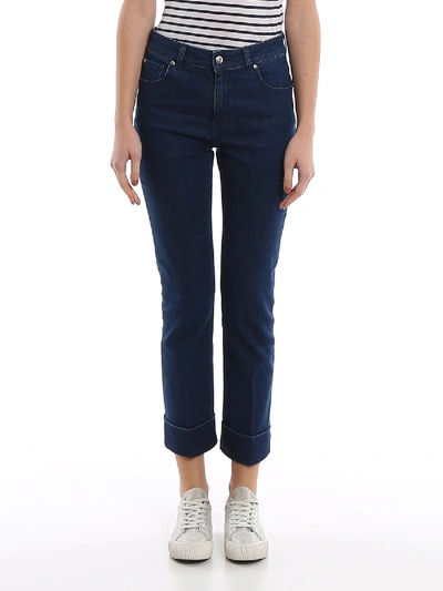 Shop Fay Cropped Stretch Jeans In Blue