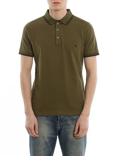 Shop Fay Logo Lettering Embroidery Polo In Green