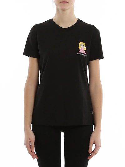 Shop Chiara Ferragni Embroidered Logo T-shirt In Black