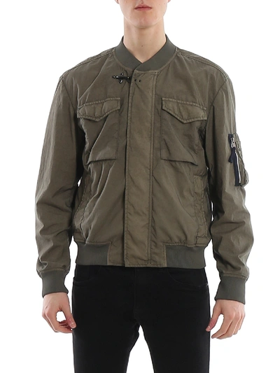 Shop Fay Patch Pockets Bomber Jacket In Green